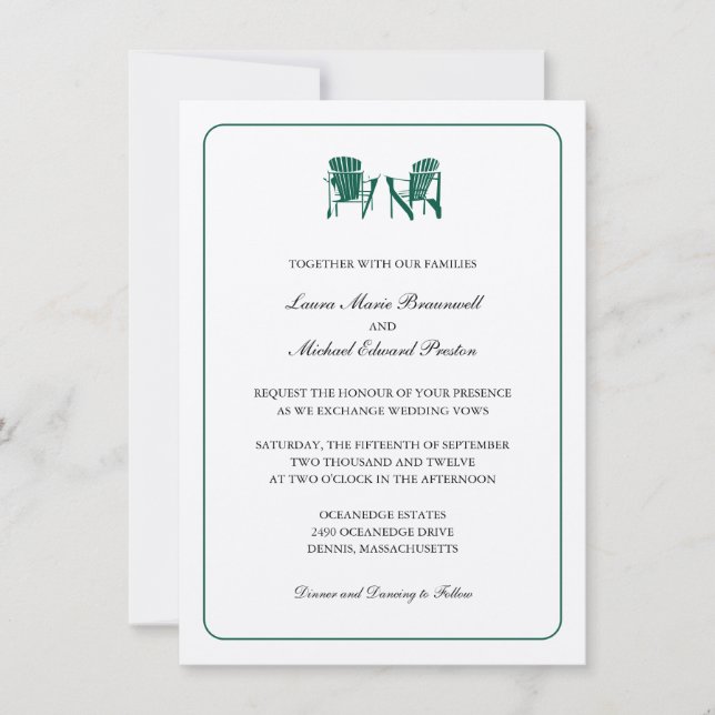 Two Adirondack Chairs Wedding Invitation (Front)