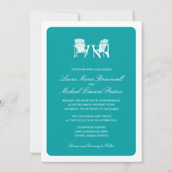 Two Adirondack Chairs Wedding Invitation by labellarue at Zazzle