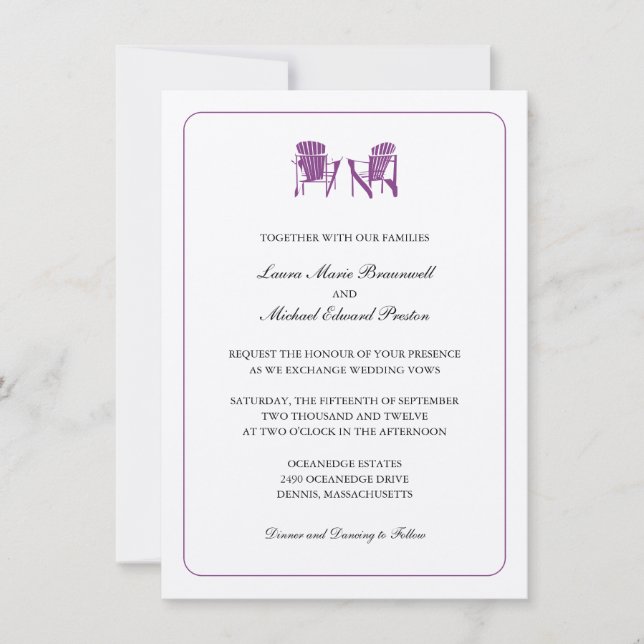 Two Adirondack Chairs Wedding Invitation (Front)
