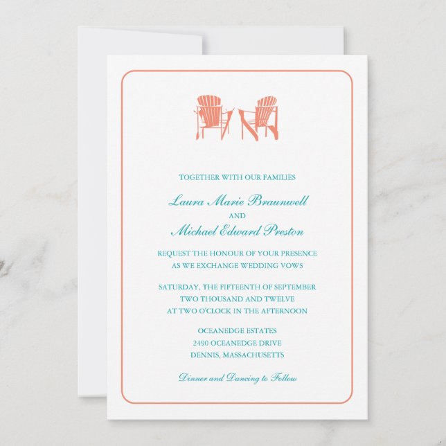Two Adirondack Chairs Wedding Invitation (Front)