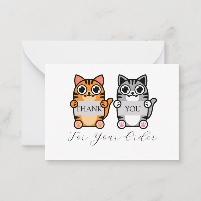 Two Adorable Cats Thank You Note Card (Front)