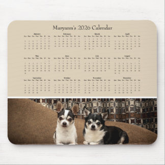 Two Adorable Chihuahuas on a Sofa – 2026 Calendar Mouse Pad