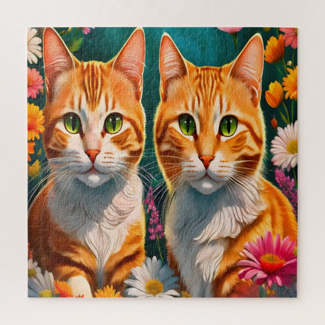 Two adorable ginger tabby cats jigsaw puzzle (Vertical)