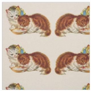 two adorable kittens print fabric