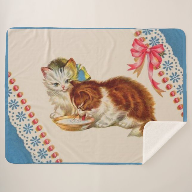 two adorable kittens print sherpa blanket (Front (Horizontal))