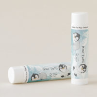 Two Adorable Penguins Illustration Baby Shower Lip Balm