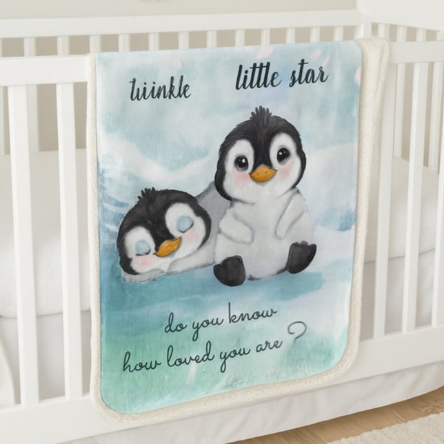 Two Adorable Penguins Winter Scene Baby Blanket (Creator Uploaded)