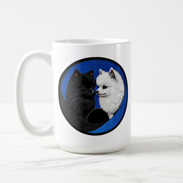 Two adorable spitz dogs coffee mug (Left)