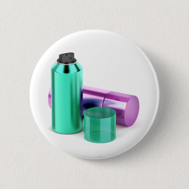 Two aerosol spray cans pinback button (Front)