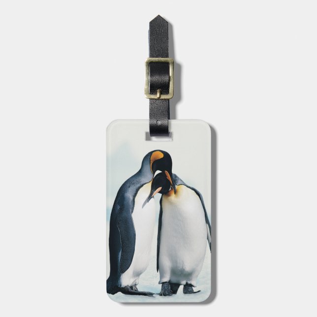 Two affectionate penguins luggage tag (Front Vertical)