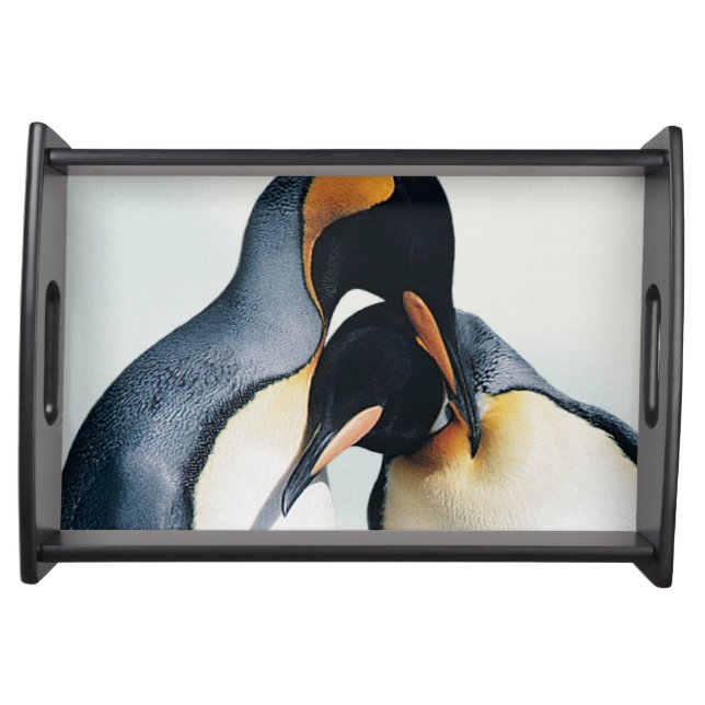 Two affectionate penguins serving tray (Front)