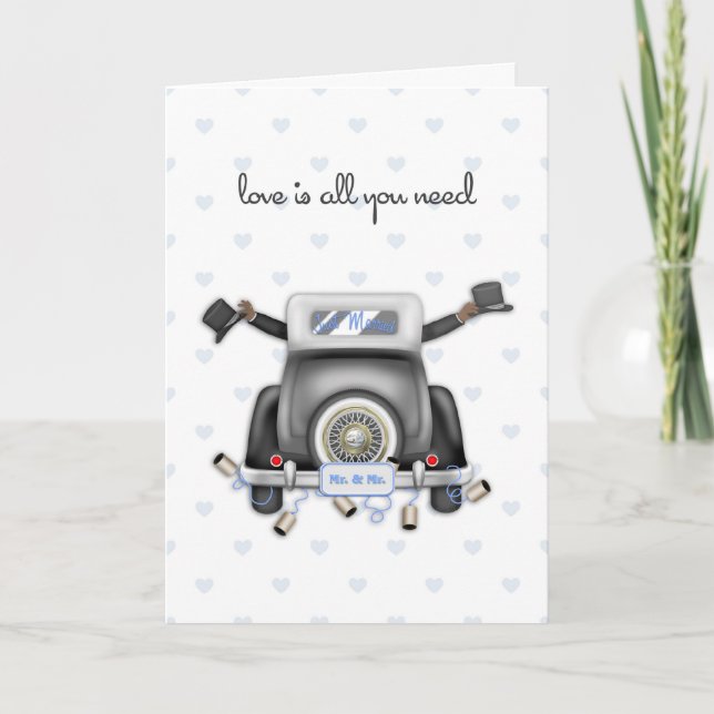 Two African American Grooms, Gay Wedding Congrats Card (Front)