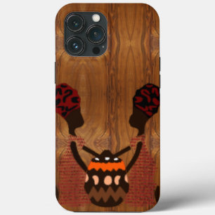 Two African Women and a Basket faux wood grain iPhone 13 Pro Max Case