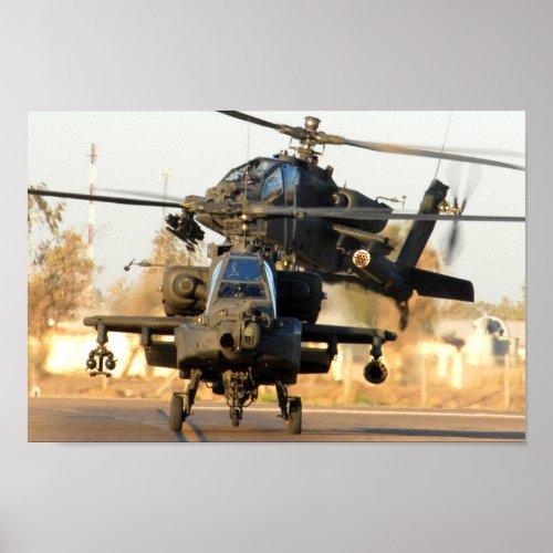 Two AH_64 Apache Helicopters Poster