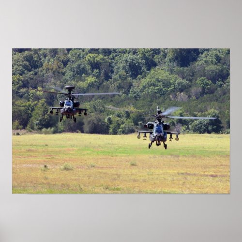 Two AH_64D Apache Helicopters Poster