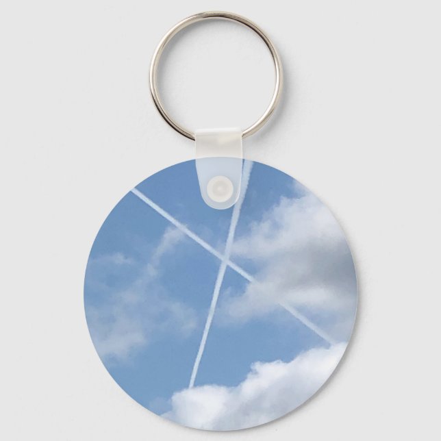 Two Aircraft Trails Make Saltire over Scotland Keychain (Front)