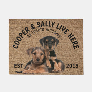 Two Airedale Terriers Personalized Dog Lover Doormat