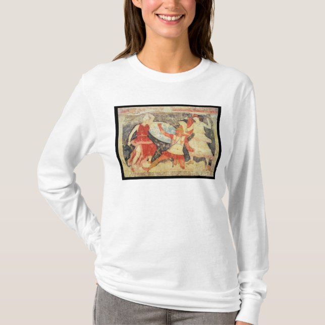 Two Amazons in combat with a Greek T-Shirt (Front)
