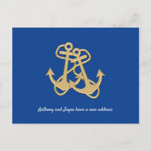 Two Anchors Couples New Address Custom Announcement Postcard