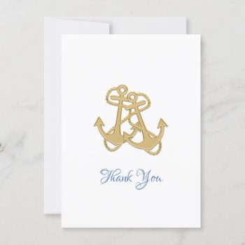 Two Anchors Minimalist Thank You Flat Note Card by sandpiperWedding at Zazzle