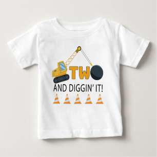 Two and Diggin’ It Construction Birthday T-Shirt