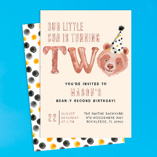 Two and Twice as Cute 2nd Birthday Invitation