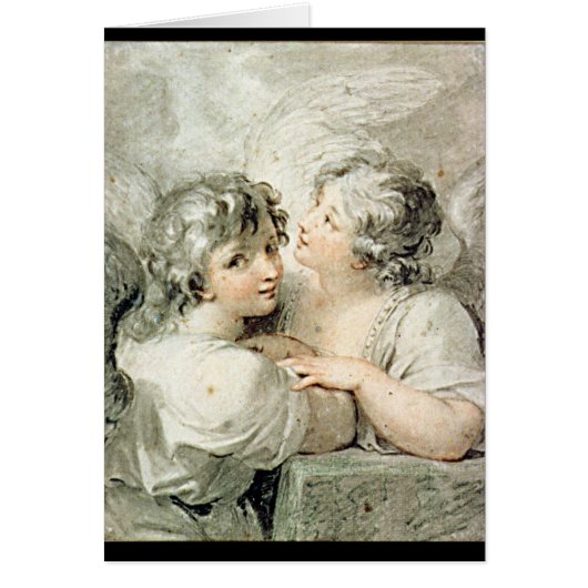Two angels, 18th century cards (Front)