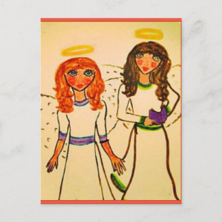 two angels - art by Rosebeth Postcard