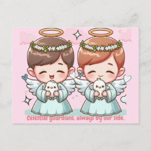 Two angels, heavenly guardians postcard