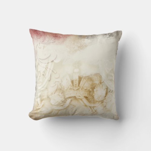 Two Angels Holding Crown  Throw Pillow
