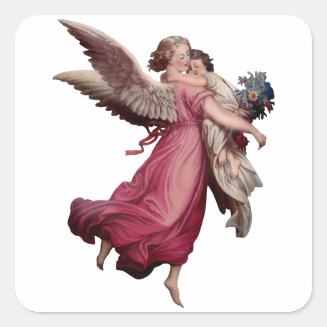 Two Angels in Flight Square Sticker (Front)