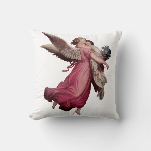 Two Angels in Flight Throw Pillow