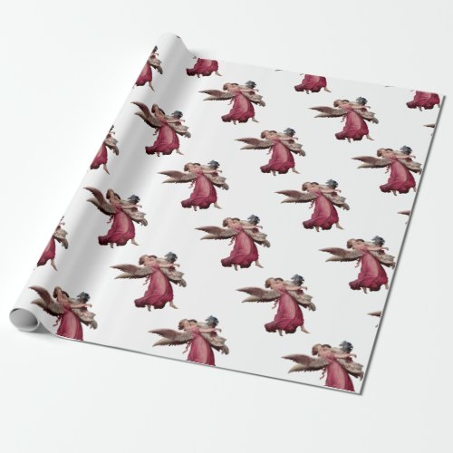 Two Angels in Flight Wrapping Paper