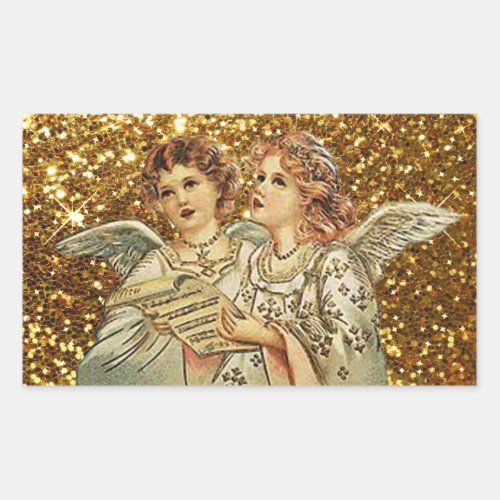 Two Angels Singing Christmas Carols Stickers