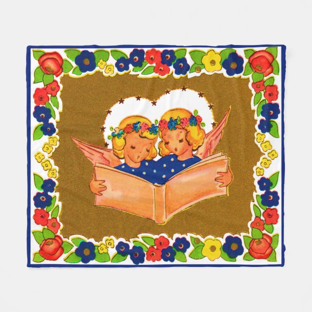 two angels singing fleece blanket (Front (Horizontal))