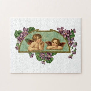 Two Angels Vintage Painting Jigsaw Puzzle