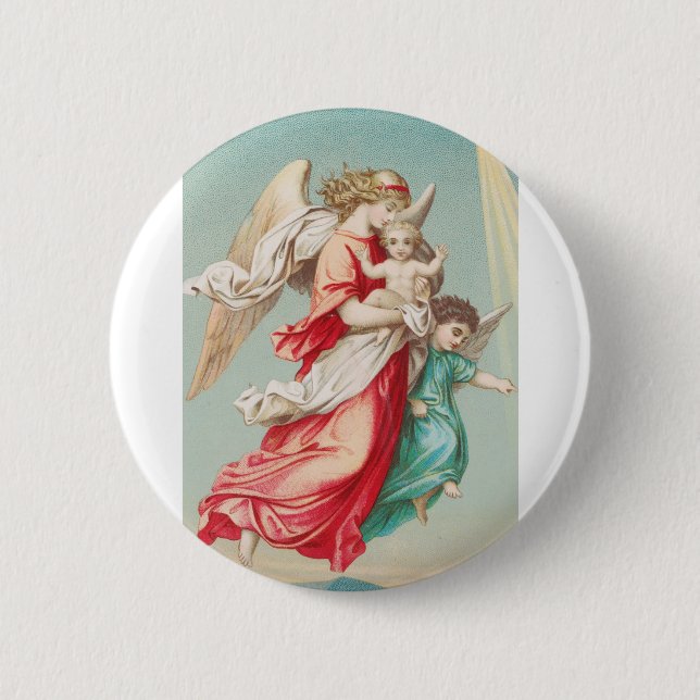 Two angels wear a small child button (Front)