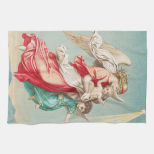 Two angels wear a small child kitchen towel