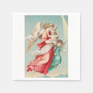 Two angels wear a small child napkins