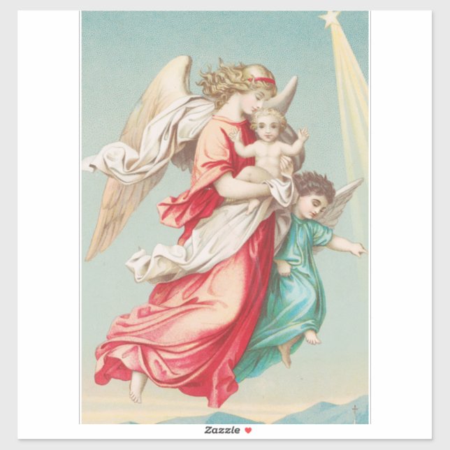 Two angels wear a small child sticker (Sheet)