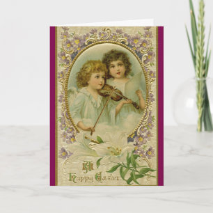 Two Angels With Violin Holiday Card