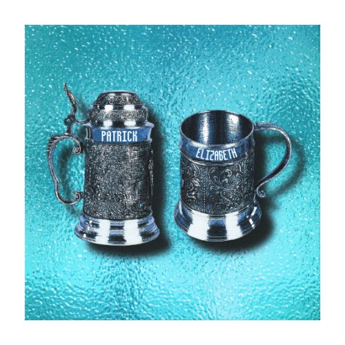 Two Anniversary Wedding Named Beer Mugs Steins