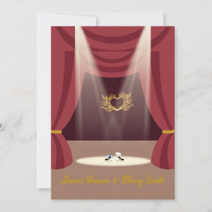 Two Ants in Love Stage Lights Theatre Wedding Invitation