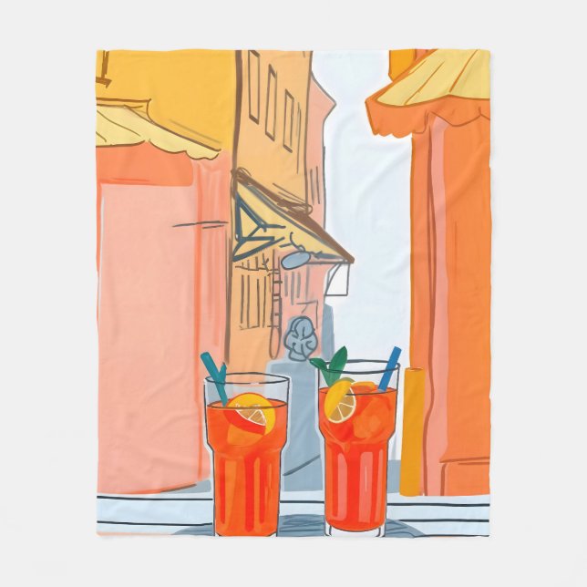 Two Aperols Please! Fleece Blanket (Front)