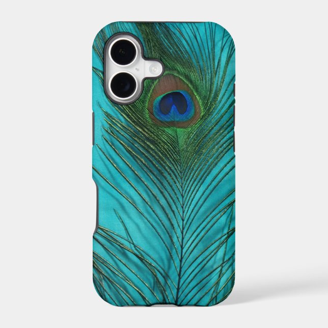 Two Aqua Peacock Feathers Iphone Case (Back)