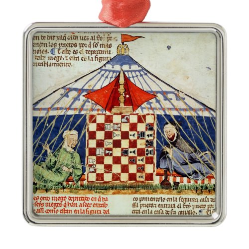 Two arabs playing chess in a tent metal ornament