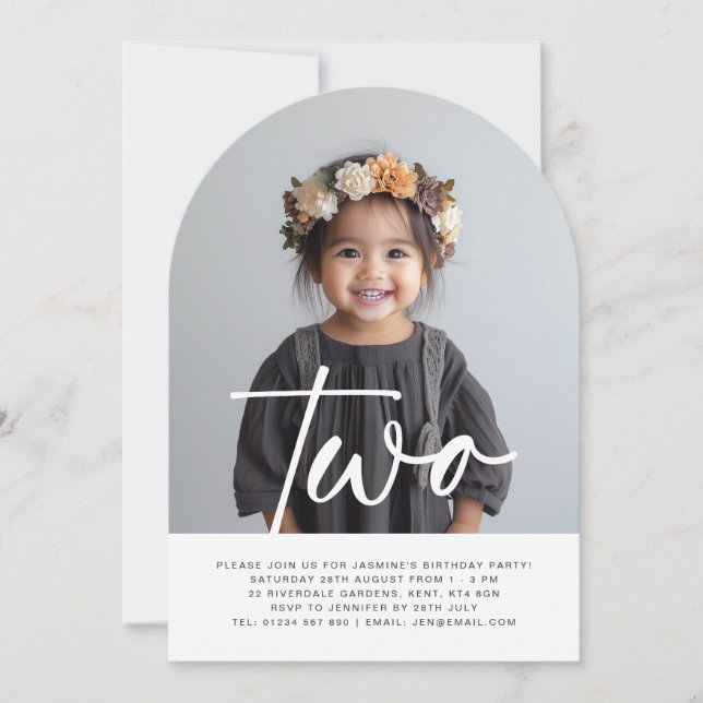 Two Arch Photo Birthday Invitation  (Front)