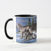 Two arctic wolves painting mug (Left)