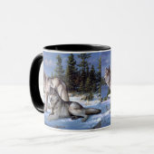 Two arctic wolves painting mug (Front Left)