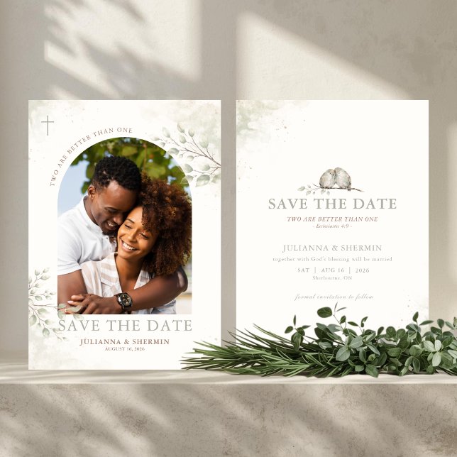 Two Are Better Than One Christian Save The Date  Invitation (Religious Save The Date Photo Card)